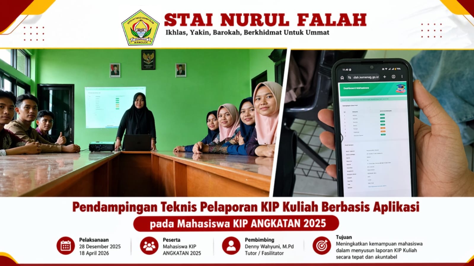 Pendampingan Teknis Pelaporan KIP Kuliah Berbasis Aplikasi pada Mahasiswa Angkatan 2025
