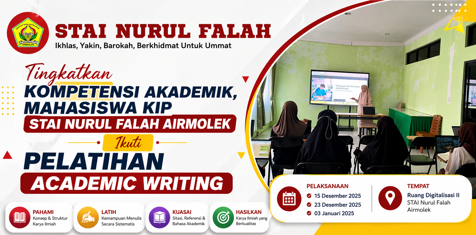 “Tingkatkan Kompetensi Akademik, Mahasiswa KIP STAI Nurul Falah Airmolek Ikuti Pelatihan Academic Writing”