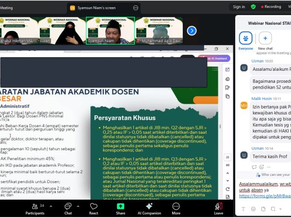 STAI Nurul Falah Airmolek Gelar Webinar Nasional Bahas Akselerasi Jabatan Fungsional Dosen