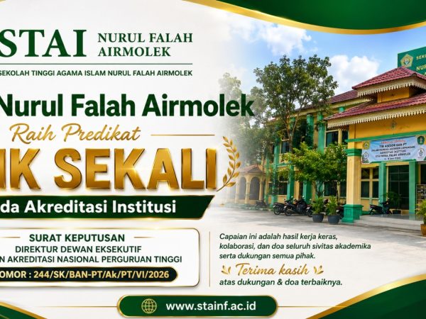 STAI Nurul Falah Airmolek Raih Predikat Baik Sekali pada Akreditasi Institusi